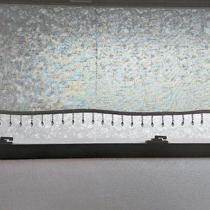 Simple White Sheer Valance With Beautiful Dangling Clear Beads One Piece